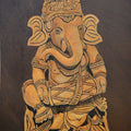 Ganesha With Drums' religious oil painting by artist Ajay Harit, 36x24 inch, on canvas