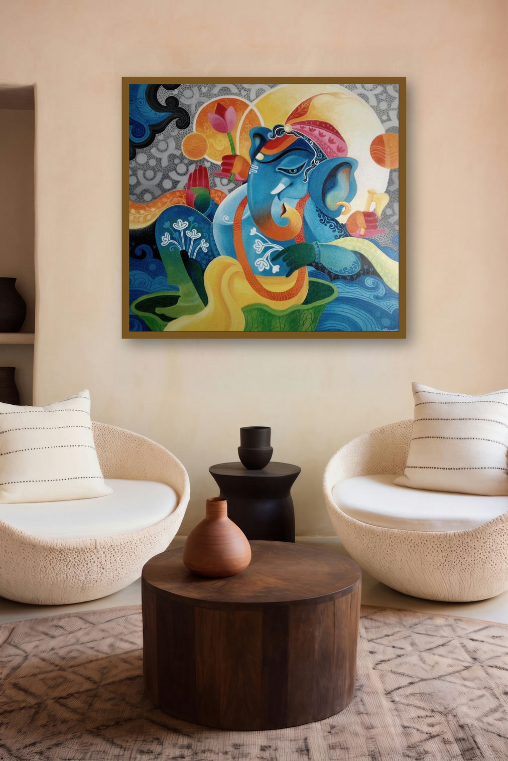 Ganesha Ii (Ganesha's Serenity) by artist Pradip Goswami displayed in a Boutique gallery