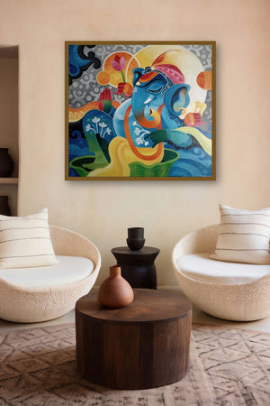 Ganesha Ii (Ganesha's Serenity) by artist Pradip Goswami displayed in a Boutique gallery