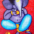 Ganesha With Laddu' religious acrylic painting by artist Tuhin Rakshit, 15x11 inch, on acid free paper