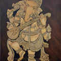 Ganesha Playing Veena' religious oil painting by artist Ajay Harit, 36x24 inch, on canvas