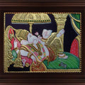 Religious tanjore traditional art titled 'Ganesha Reading Book Tanjore', 24x18 inches, by artist Myangadi Tanjore on Plywood