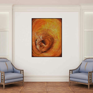 'Ganesha Sarvadevatman (Cosmic Dance of Shiva)' painting by Durshit Bhaskar shown on a wall in a furnished room.