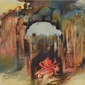 Religious oil painting titled 'Ganesha Shashivarnam', 48x36 inches, by artist Durshit Bhaskar on Canvas