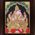 Religious tanjore traditional art titled 'Ganesha Tanjore Painting 4', 24x18 inches, by artist Myangadi Tanjore on Plywood