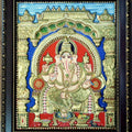 Religious tanjore traditional art titled 'Ganesha Tanjore Painting III', 22x18 inches, by artist VANI VIJAY on Plywood