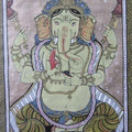 Folk Art fabric painting titled 'Ganesha Tasar Cloth Painting Ii', 20x12 inches, by artist Pradeep Swain on Cloth