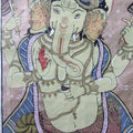 Folk Art fabric painting titled 'Ganesha Tasar Cloth Painting Iii', 20x12 inches, by artist Pradeep Swain on Cloth