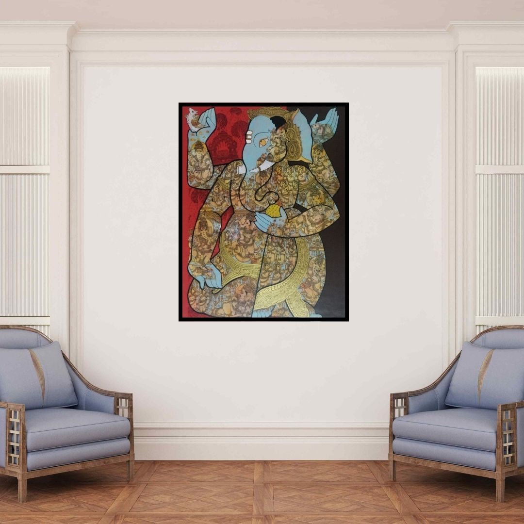 In-situ view of Ramesh Gorjala's 'Ganesha (Vinayaka)' painting in a room