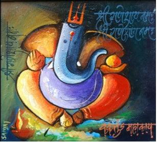 Ganesha013 Painting by Sanjay Raut | ArtZolo.com