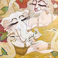 Ganeshjanani 2' religious mixed-media painting by artist Subrata Ghosh, 50x30 inch, on canvas