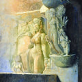 Religious watercolor painting titled 'Ganga 2', 28x20 inches, by artist Raju More on Paper