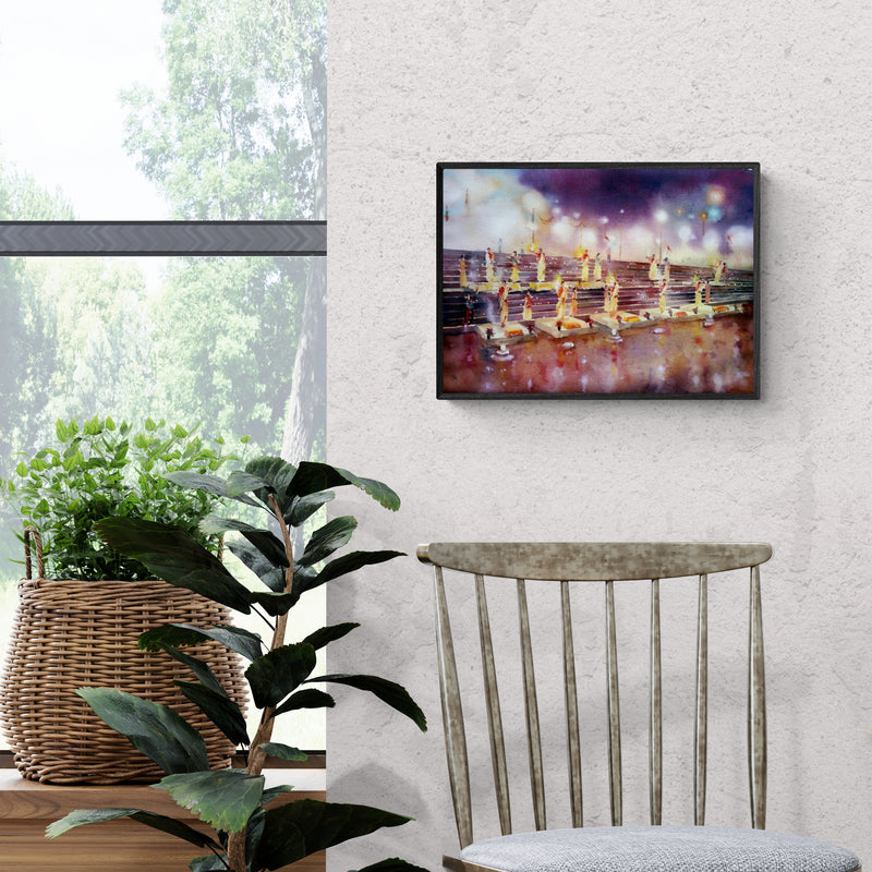 In-situ view of Asit Singh's 'Ganga Arti (Ganga Aarti, Varanasi)' painting in a room