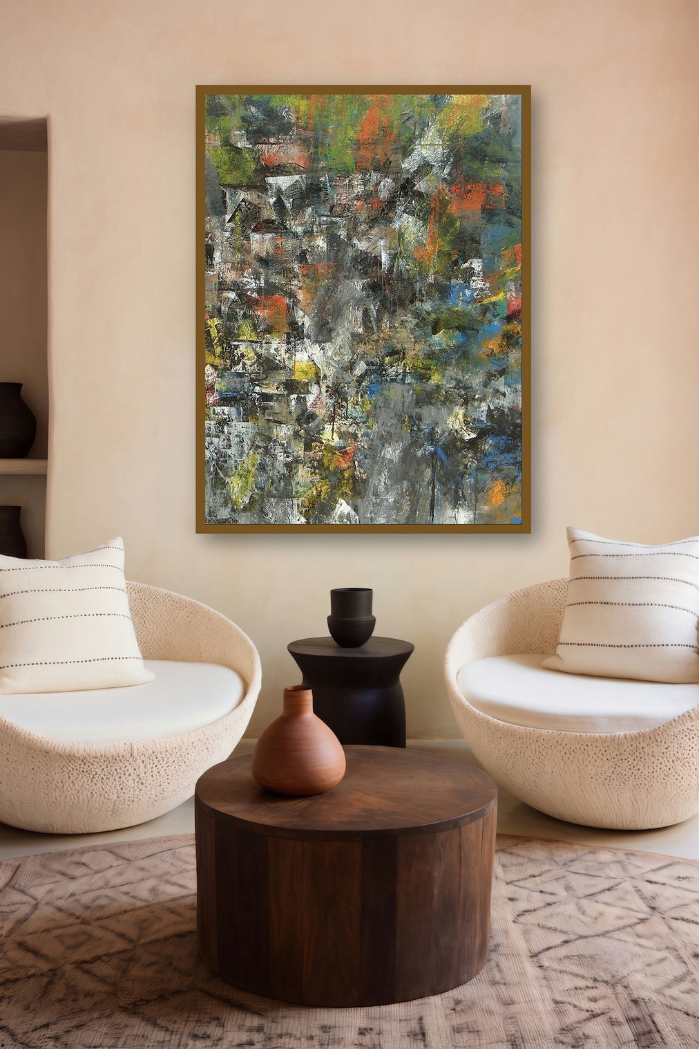 Ganga (Evolving Terrain) by artist M Singh displayed in a Minimalist gallery
