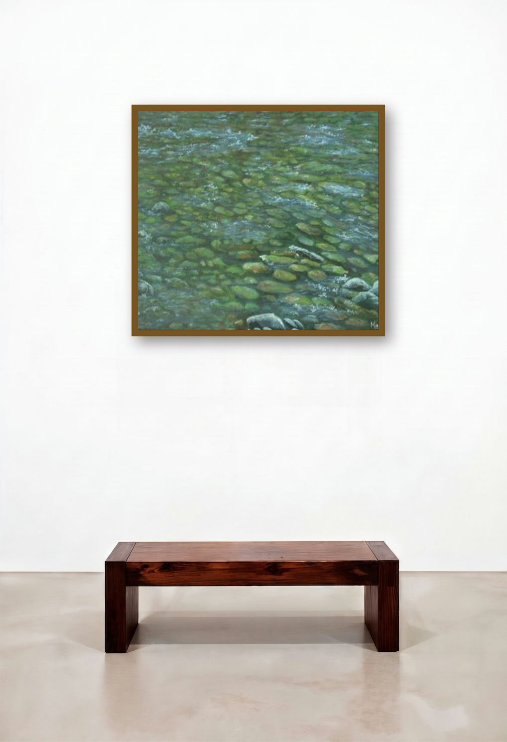 Ganga Clear Waters by artist Manjula Dubey displayed in a Contemporary Luxury Library