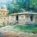 Gangai Konda Cholapuram Amman Temple' religious watercolor painting by artist Sankara Babu, 11x17 inch, on paper