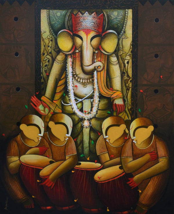 Ganpati Bapaa Painting by Anupam Pal | ArtZolo.com