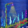 Nature mixed media titled 'Garden At Night', 9x11 inches, by artist Mohna Paranjape on Cloth