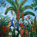 Garden Of Birds' nature acrylic painting by artist Arjun Das, 36x36 inch, on canvas