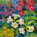 Garden Glory' nature oil painting by artist Swati Kale, 60x30 inch, on canvas