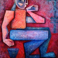Figurative acrylic painting titled 'Gardener', 48x36 inches, by artist Amit Rajvanshi on Canvas