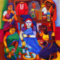 Garland For Her Beloved' figurative acrylic painting by artist Kalipada Purkait, 41x36 inch, on canvas
