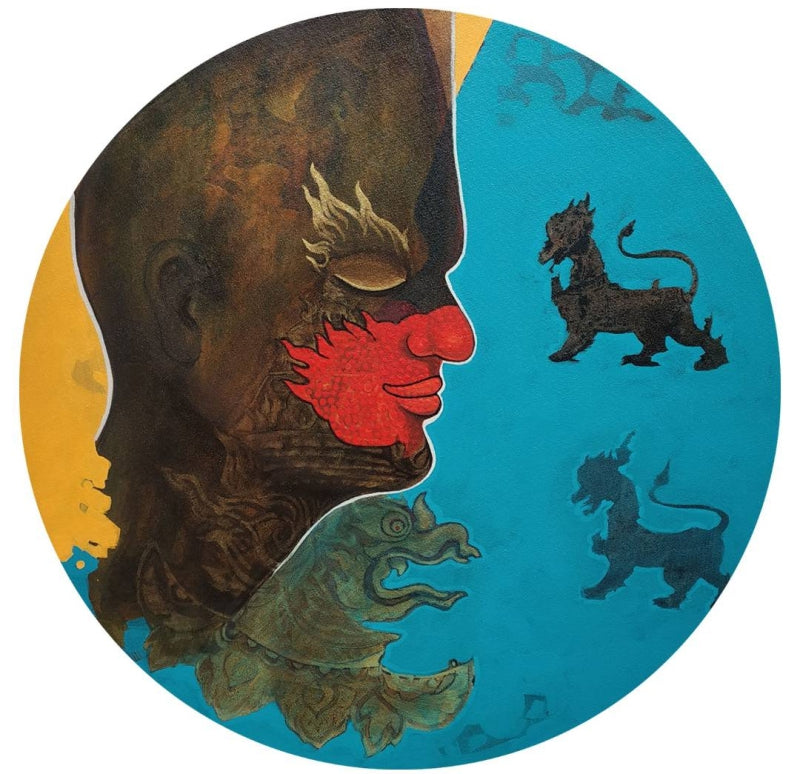 Garuda 1' contemporary acrylic painting by artist Chaitanya Ingle, 24x24 inch, on canvas