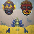 Garuda 2 (Diptych)' contemporary acrylic painting by artist Chaitanya Ingle, 36x32 inch, on canvas
