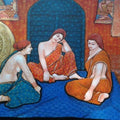 Figurative acrylic painting titled 'Gassiping IV', 48x36 inches, by artist Apurba Karati on Canvas