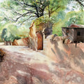 Landscape watercolor painting titled 'Gate', 21x14 inches, by artist Madan Mane on Paper