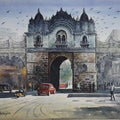 Cityscape watercolor painting titled 'Gate', 12x16 inches, by artist Madhukar Mahajan on Paper