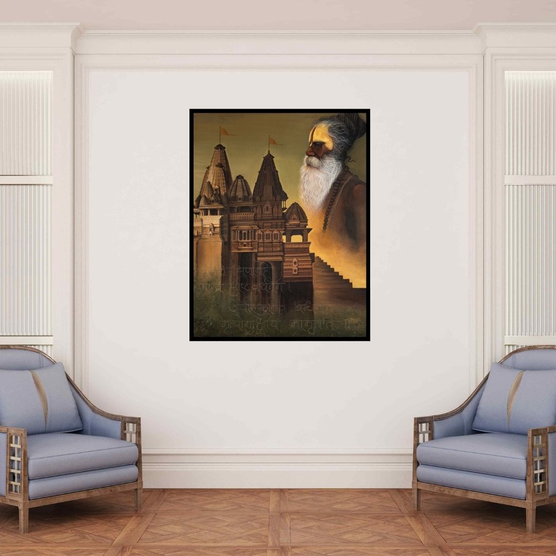 In-situ view of Roni Sarkar's 'Gate Of Moksha (Path of Awakening)' painting in a room