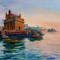 Cityscape watercolor painting titled 'Gate way of India', 20x14 inches, by artist Prasanta Maiti on Paper
