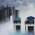 Gateway Of India 1' cityscape acrylic-charcoal painting by artist Somnath Bothe, 15x18 inch, on canvas