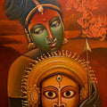 Religious acrylic painting titled 'Gauri', 30x24 inches, by artist Sumon Naskar on Canvas
