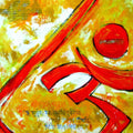 Abstract calligraphy painting titled 'Gayatri', 40x30 inches, by artist Achyut Palav on Canvas