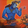 Geetopadesh' religious acrylic painting by artist Manisha Srivastava, 30x30 inch, on canvas