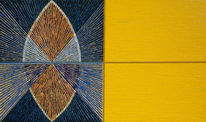 Abstract acrylic painting titled 'Geometrical Abstraction 2', 36x60 inches, by artist Sandesh Khule on Canvas