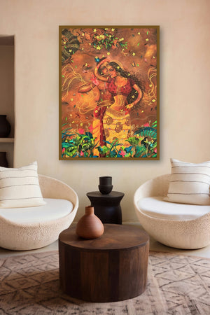 Ghanashyam (Radha Krishna Romance) by artist Lisha N T displayed in a Contemporary Exhibition gallery