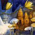 Ghats Of Banaras' religious watercolor painting by artist Subrata Malakar, 22x30 inch, on paper