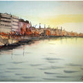 Cityscape watercolor painting titled 'Ghats Of Varanasi', 7x11 inches, by artist Arunava Ray on Paper