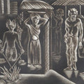 Figurative printmaking titled 'Gipsy Family 2', 13x19 inches, by artist Sushanta Guha on Paper
