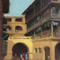 Cityscape oil painting titled 'Girgaon', 16x12 inches, by artist Paresh Thukrul on Canvas