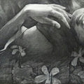 Figurative charcoal painting titled 'Girl', 42x60 inches, by artist Ajay Sangve on paper