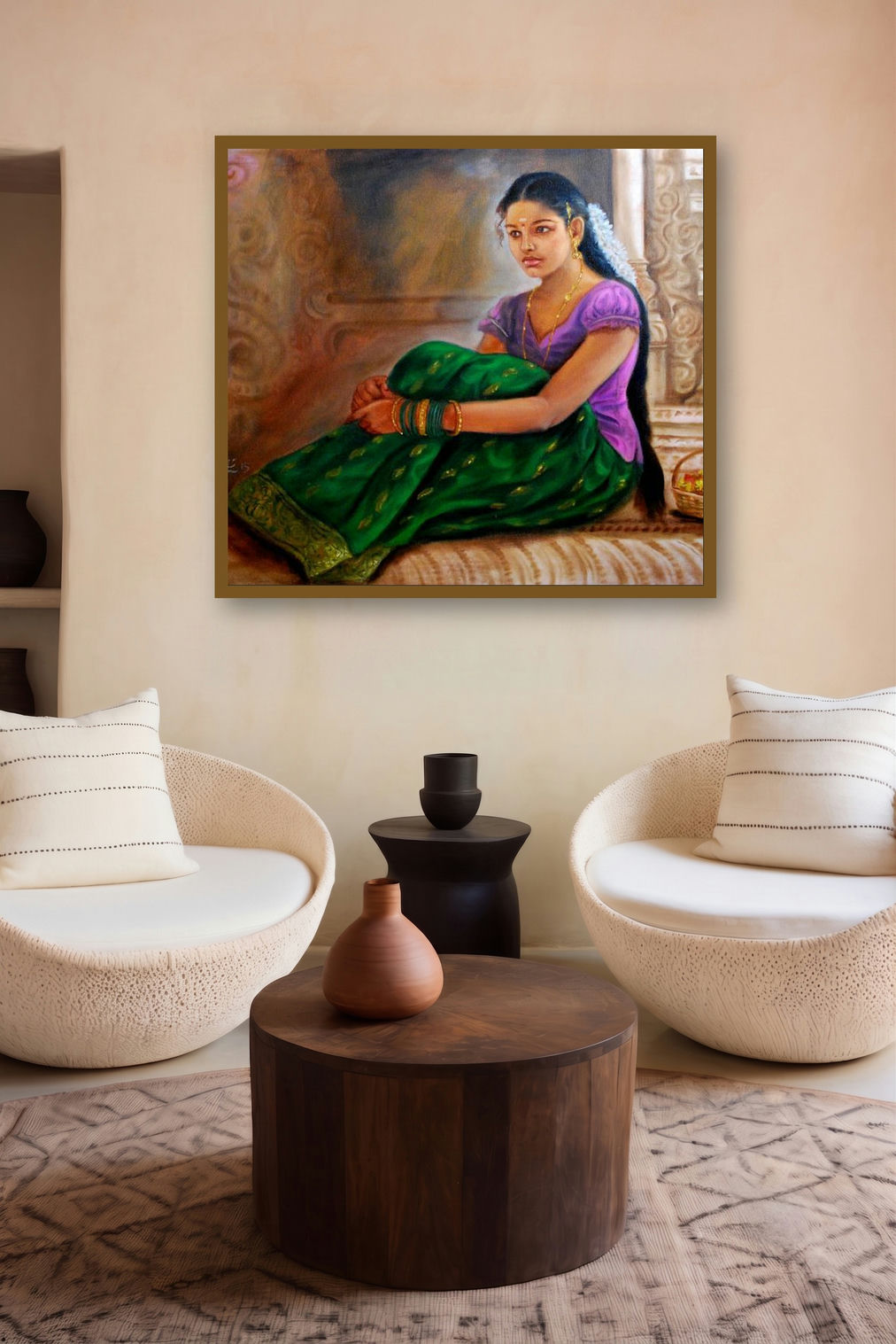 Girl At Temple (Eternal Love) by artist Vishalandra Dakur displayed in a Designer gallery