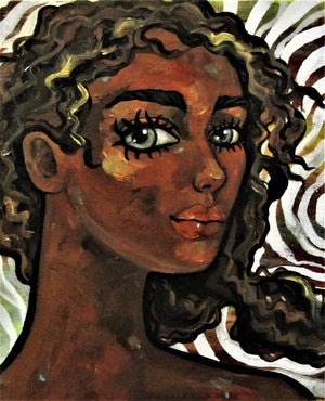 Portrait acrylic oil painting titled 'Girl in the wind IV', 12x10 inches, by artist Suruchi Jamkar on Canvas