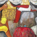 Figurative acrylic painting titled 'Girl Playing Marbles', 27x60 inches, by artist Suruchi Jamkar on Canvas