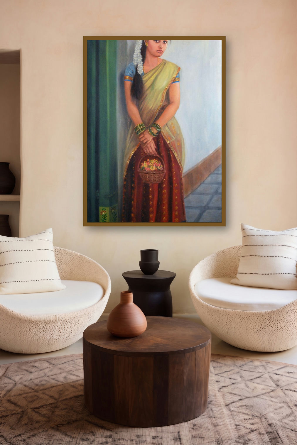 Girl To Temple (Path to Divinity) by artist Vishalandra Dakur displayed in a Contemporary gallery