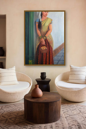Girl To Temple (Path to Divinity) by artist Vishalandra Dakur displayed in a Contemporary gallery