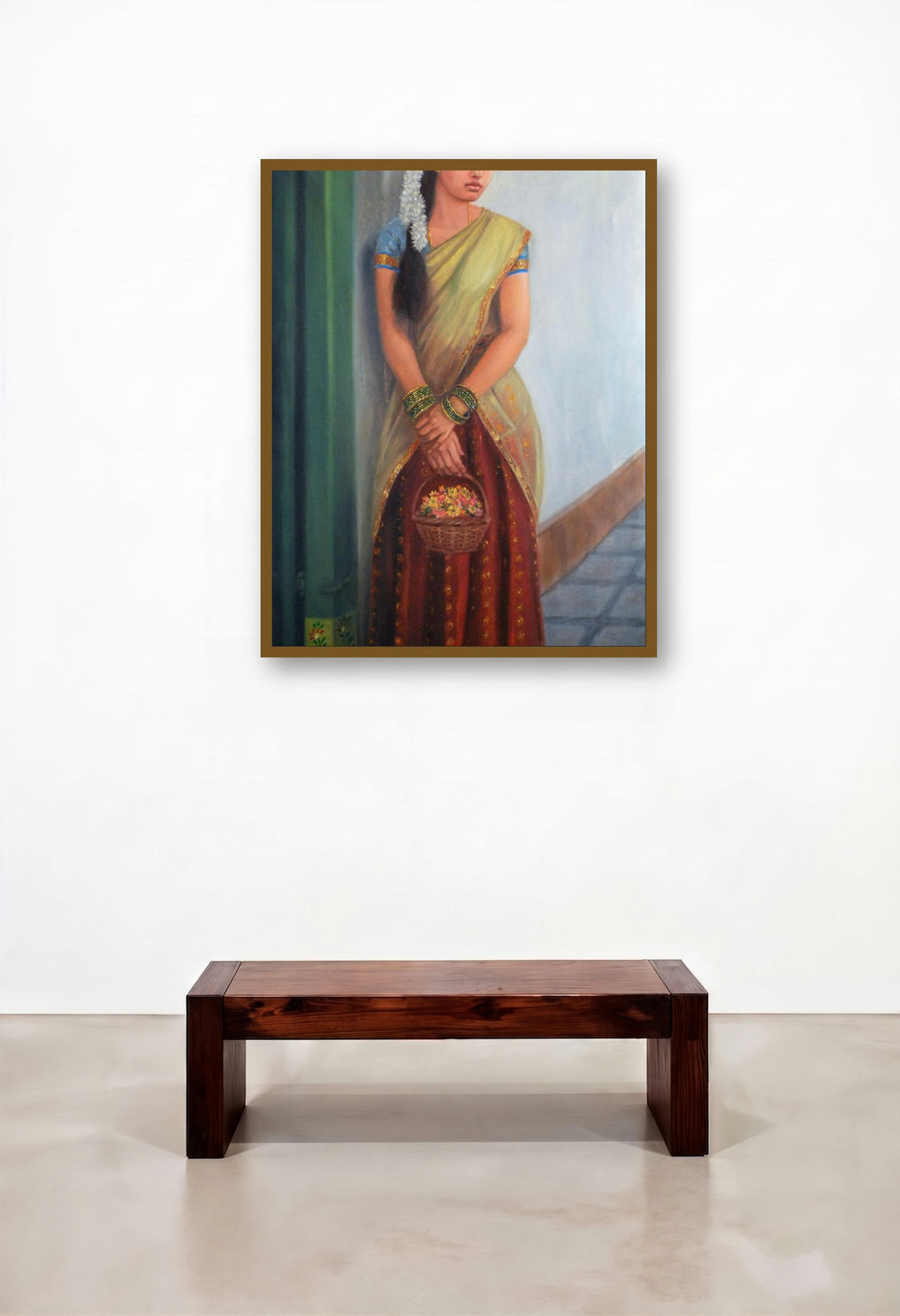 Girl To Temple (Path to Divinity) by artist Vishalandra Dakur displayed in a Industrial Hotel Suite